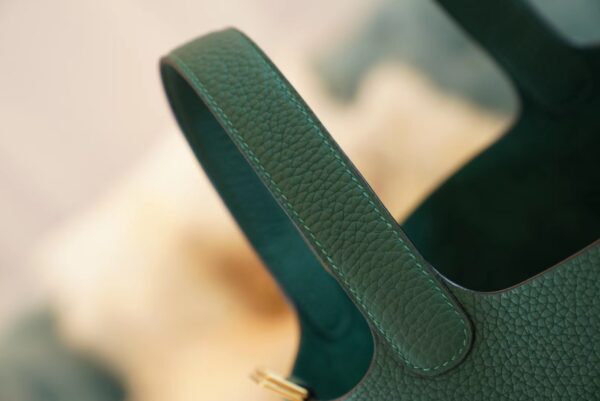 560d0da20f4b30b Full Handmade Hermes Z6 Malachite Clemence Leather Picotin18CM Gold Hardware