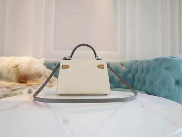 56fc036d1f656e5 God Factory Bags Factory Hermes Mini Kelly II 19CM I2 Nata/0L Gris Meyer/0M Chai Epsom Leather