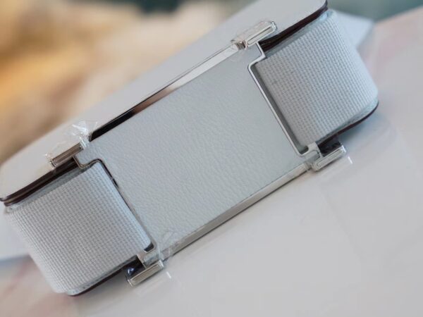 5728bd1ae5f0934 Hong Kong Hermes Geta 20CM Chevre Mysore T0 Blue Brume/ 10 Craie Inner Silver Hardware