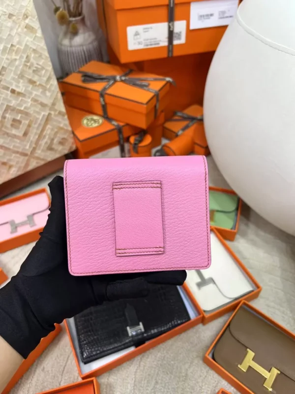 57566dc280a8b5d-jpg Qatar Doha Hermes Chevre Leather 5P Pink Roulis Slim Wallet Silver Hardware