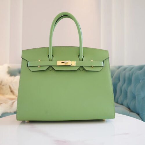 Wholesale Hermes Birkin30CM 3i Vert Criquet Epsom Leather Gold Hardware