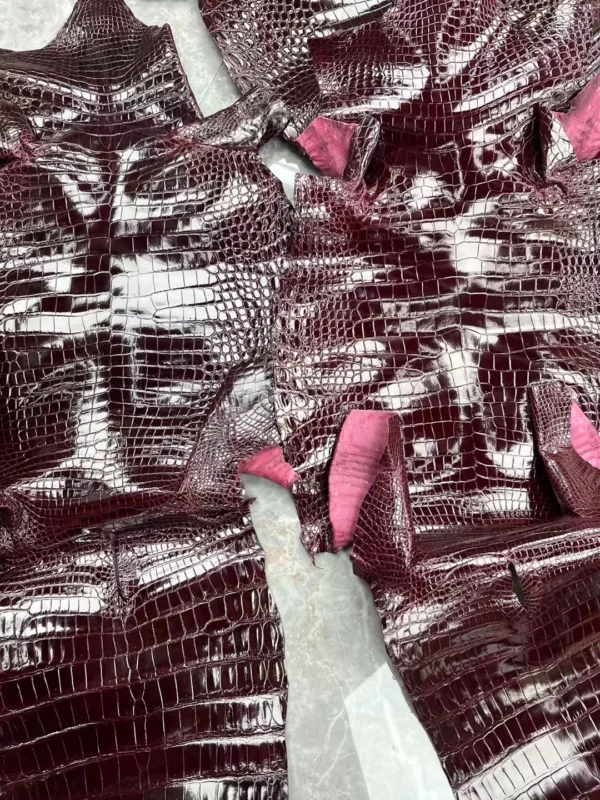 New Arrival Hermes Shiny Porosus Crocodile Leather 57 Bordeaux