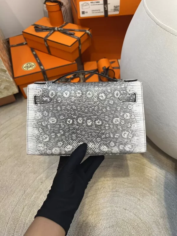 5801cc6490cae7e-jpg Hermes Ombre Lizard Leather Kelly Pochette 22CM Silver Hardware
