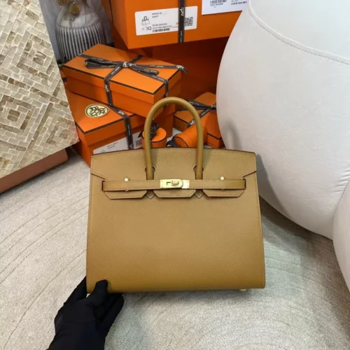 Handmade Hermes Birkin Sellier 25CM 2S Sesame Epsom Leather Gold Hardware