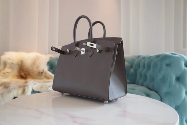 582e4c9024b8655 Full Handmade Hermes 8F Etain Epsom Leather Birkin25CM Silver Hardware
