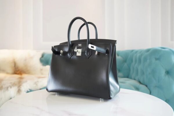 591a4a2b3629216 Hand Stitch Hermes Birkin Bag25CM CK89 Nior Box Leather Silver Hardware