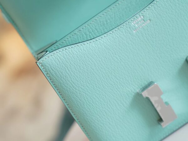 59b082c98b2aa65 New God Factory Bags Hermes 79 Aqua Chevre Leather Constance 19CM Silver Hardware