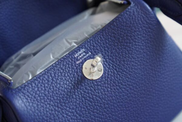 59cabc61ad7662a God Factory Bags Factory Hermes 7K Blue Saphir Clemence Leather Mini Lindy19CM Silver Hardware