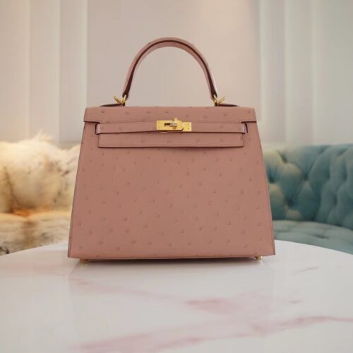 Canada Toronto Hermes Kelly 25CM Ostrich 94 Terre Cuite Gold Hardware