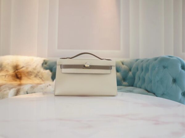 5ac072c07720ea0 God Factory Bags Factory Hermes Kelly Pochette22cm Craie & Gris Asphalt Swift Leather