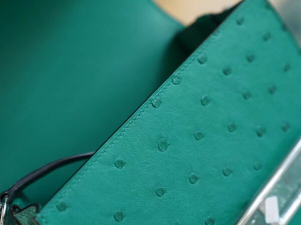 5ac9f764e7d0752 Sale God Factory Bags Hermes Roulis Mini18cm U4 Vert Vertigo KK Ostrich Leather Silver Hardware