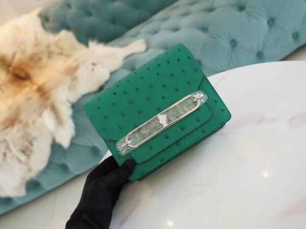 5adf5f06009bf19-1 Sale God Factory Bags Hermes Roulis Mini18cm U4 Vert Vertigo KK Ostrich Leather Silver Hardware