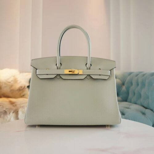 God Factory Bags Hermes Factory Birkin 30CM 0W Gris Neve Togo Leather Gold Hardware