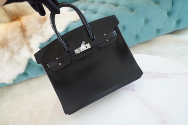 5bad117f3a8882f-1 Hand Stitch Hermes Birkin Bag25CM CK89 Nior Box Leather Silver Hardware