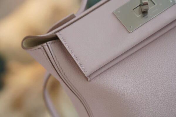 5bc8d82f31c495f Full Handmade Hermes 09 Mauve Pale / Nata Mini Kelly 24/24 Evercolor Leather Silver Hardware