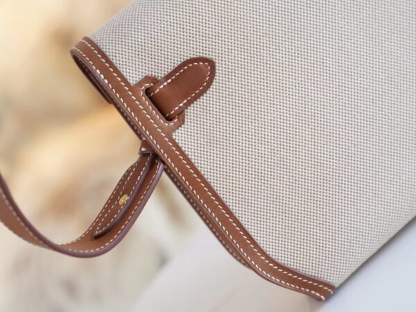 5be0aadd6769493 New Arrival God Factory Bags Hermes Depeches25CM Beige Canvas & Barenia Leather Gold Hardware