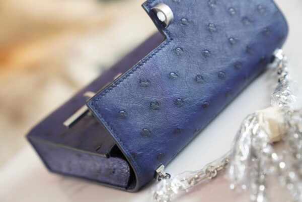 5bea3677657394c Stock Hermes Verrou Mini17CM Shoulder Bag Blue Iris KK Ostrich Skin Silver Hardware