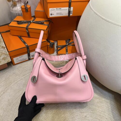 Hermes Shop Lindy 26CM Swift Leather 3Q Rose Sakura Silver Hardware