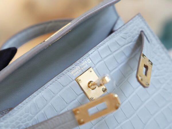 5c8cf02981c2229 God Factory Bags Hermes Mini Kelly Two 19CM C80 Pearl Grey Matt Alligator Crocodile Gold Hardware