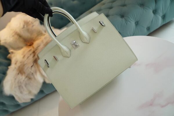 5c92fa101afa043 Full Handmade Hermes 0S Vert Fizz Epsom Leather Birkin 25CM Silver Hardware