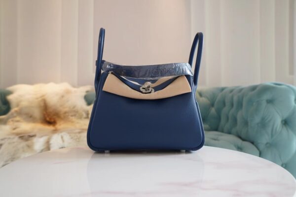 5cb96cd93a0339b-1 Discount Hermes Lindy 26CM S4 Deep Blue Clemence Leather Silver Hardware