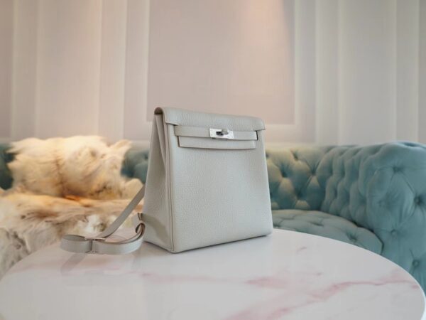 5cd6ea39ab24d63 Hong Kong Hermes Kelly Ado 22cm Clemence 80 Gris Pearl Silver Hardware