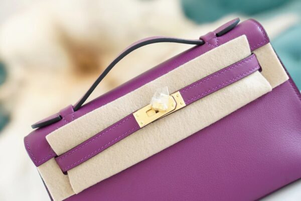 5ce9f3ff3416f4a Full Handmade Hermes Kelly Pochette22cm P9 Anemone Swift Leather Gold Hardware