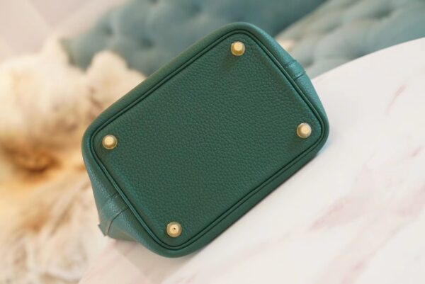 5cf0feec76613db Full Handmade Hermes Z6 Malachite Clemence Leather Picotin18CM Gold Hardware