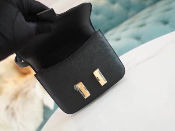 5d29b4e34810634 Full Handmade Hermes CK89 Black Epsom Leather Constance14cm Gold Hardware