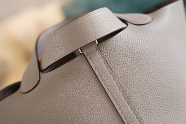 5d4185b7b75de84 Wholesale Hermes Picotin18CM M8 Gris Asphalt TM Leather Tote Bag Gold Hardware