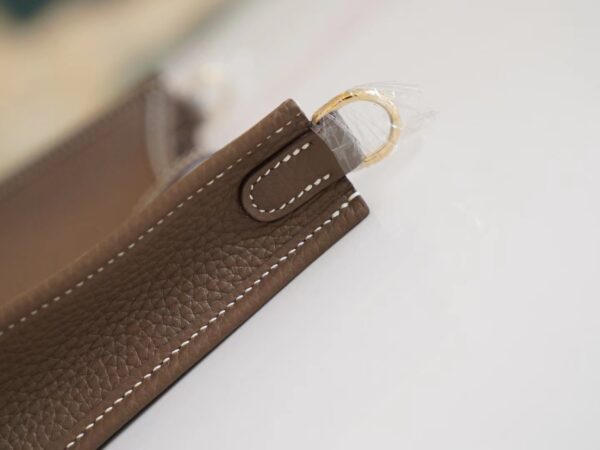 5d4ac3e1ad67ca9 Full Handmade Hermes Evelyne Mini CK18 Etoupe Clemence Leather Gold Hardware