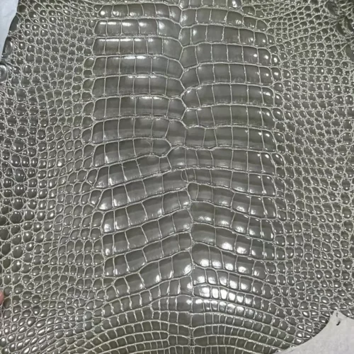 Hermes Shiny Alligator Crocodile Leather CK81 Gris Tourterelle