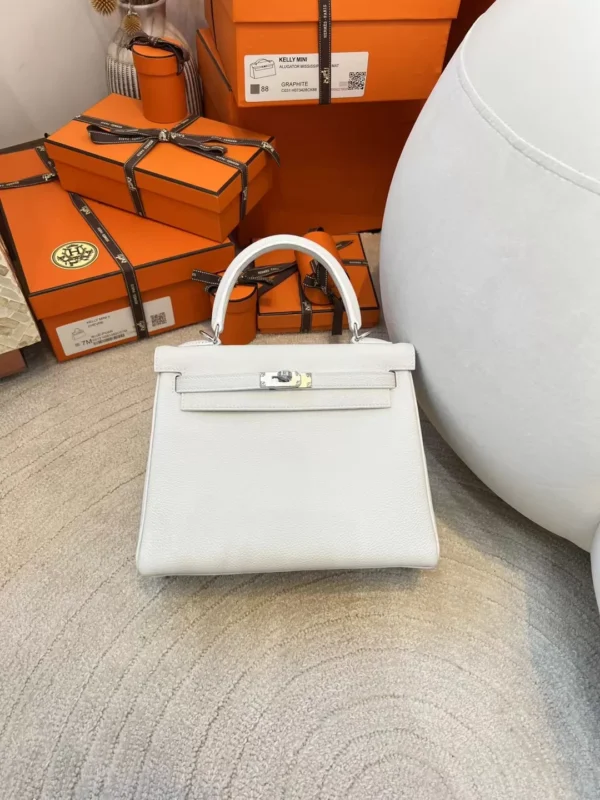 5df1e0861f623f5-jpg-1 UK London Hermes Togo Leather Kelly 25CM 01 Blanc Silver Hardware