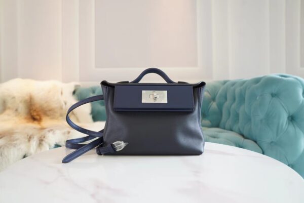 5e00322aa83d5b1-1 New God Factory Bags Hermes Mini Kelly 24/24 Blue Navy&2ZBlue Nuit Evercolor Leather Silver Hardware