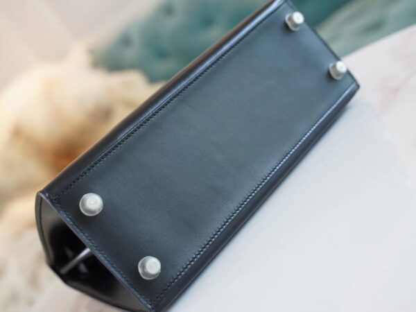 5ea1d308bcdbf57 Wholesale Hermes Kelly25CM CK89 Nior Box Leather Women’s Bag Silver Hardware