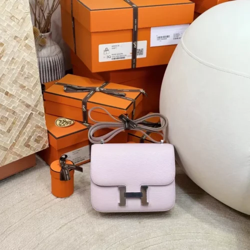 Qatar Doha Chevre Leather Constance 19CM With Mirror 09 Mauve Pale Silver Hardware