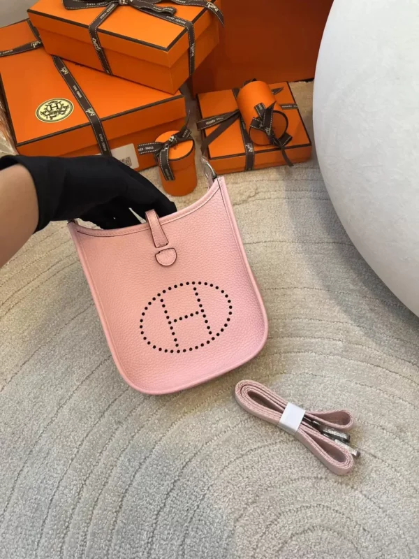 5ef86d31c5e5a38-jpg Hermes Mini Evelyne 16CM 3Q Rose Sakura Clemence Leather Silver Hardware