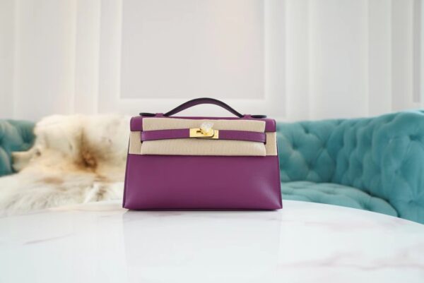 5f7111e93f55dd8-1 Full Handmade Hermes Kelly Pochette22cm P9 Anemone Swift Leather Gold Hardware