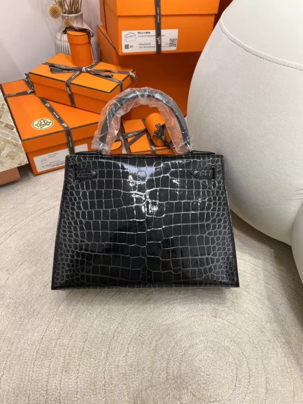 5fa3ce634ab23d0-jpg Hong Kong Hermes 89 Noir Shiny Porosus Crocodile Kelly 28CM Diamont Buckle