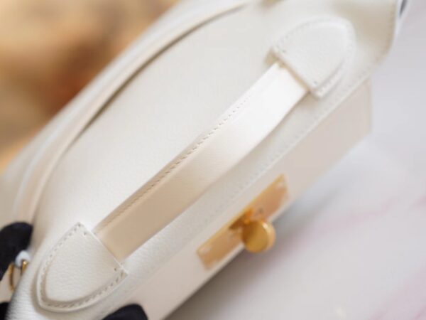 60236d93adbfdad Full Handmade Hermes 01 Blanc & I2 Nata Evercolor Mini Kelly 24/24 Gold Hardware