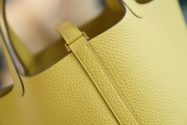 6034d4d7698e48f New Arrival Hermes 0Y Limoncello Picotin18CM Clemence Leather Gold Hardware