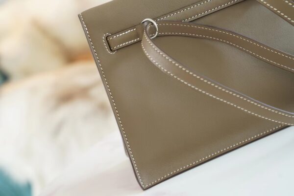 60484203c94c735 God Factory Bags Hermes Kelly Danse 22CM CK18 Etoupe Swift Leather Silver Hardware