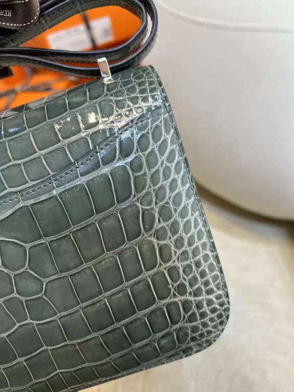 60512e1bef3fe0a-jpg Hong Kong Hermes Constance 19CM 81 Gris Tourterelle Shiny Alligator Crocodile Silver Hardware