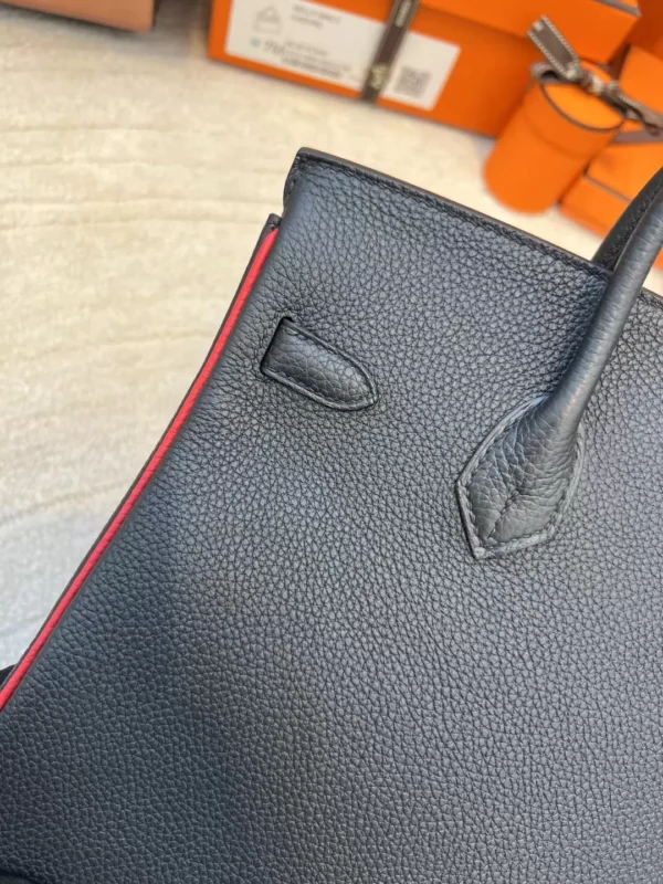 6137e3d09a39d36-jpg Hermes 89 Noir/ Rouge De Coeur Birkin 25CM Togo Leather Gold Hardware