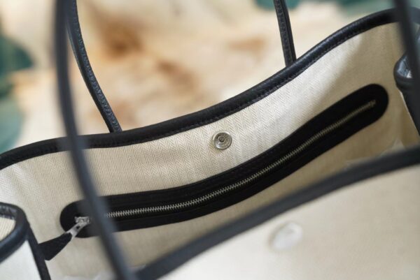 61a92b29203dfde Wholesale God Factory Bags Hermes Black Leather/Beige Canvas Garden Party30/36CM
