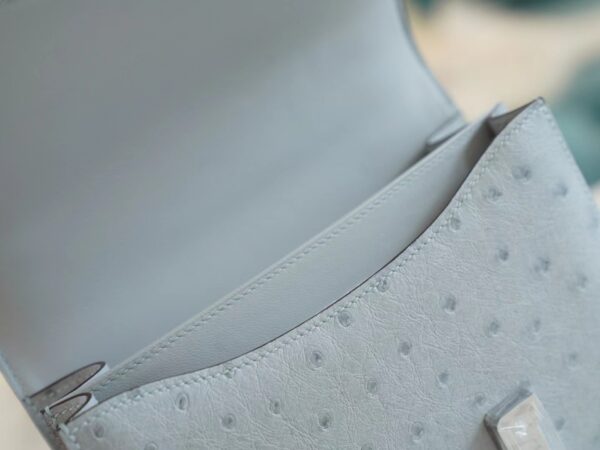 61f6a6b107b4b4a God Factory Bags Hermes Constance19CM Shoulder Bag 8U Blue Glacier Ostrich Skin Silver Hardware
