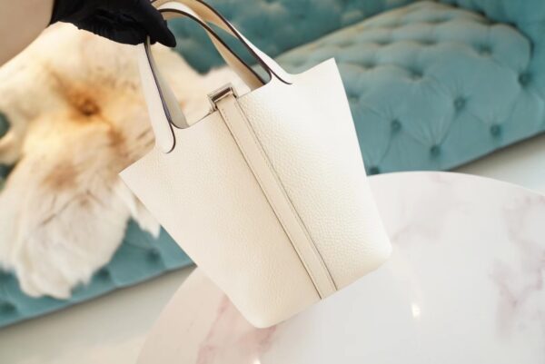 6267546231e5ee7 Hermes Handmade Boutique I2 Nata Clemence Leather Picotin18CM Tote Bag