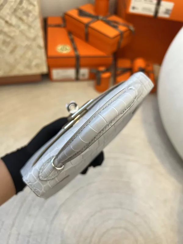 6291245ca0825ce-jpg Handmade Hermes Mini Kelly 19CM Matte Alligator 80 Gris Pearl Silver Hardware