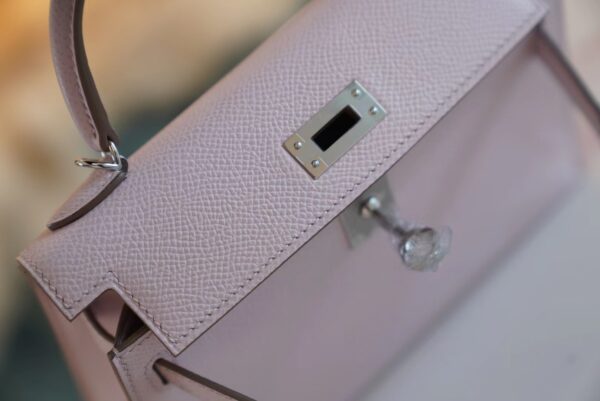 62a1cc94c97ae09 God Factory Bags Hermes 09 Mauve Pale Epsom Leather Mini Kelly 19CM Silver Hardware