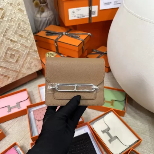 New Arrival Hermes Roulis Slim Wallet Chevre Leather 2J Quebracho Silver Hardware